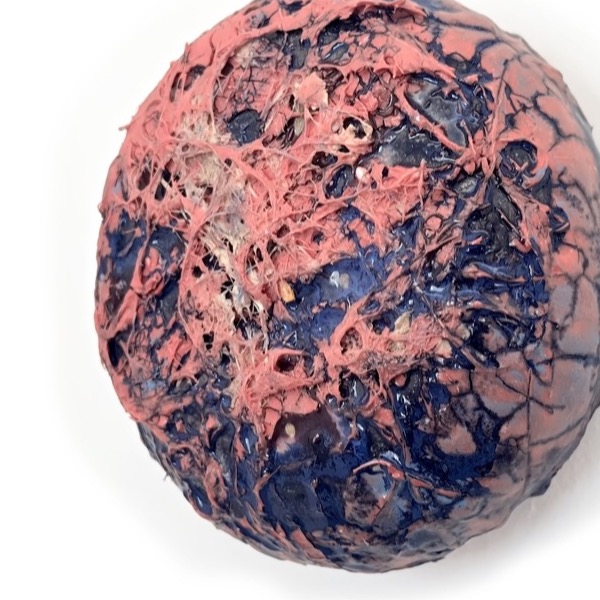 Pleiad II — a round encrusted dome, pink webbing over deep blue